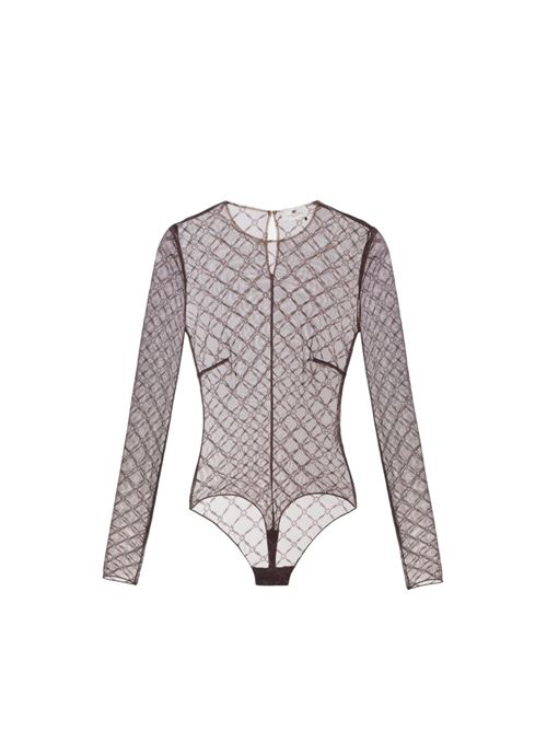 Body in tulle jacquard a losanghe ELISABETTA FRANCHI | BO02151E2.110